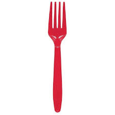 HEAVY DUTY PLASTIC FORK 100/10 CT (RED)