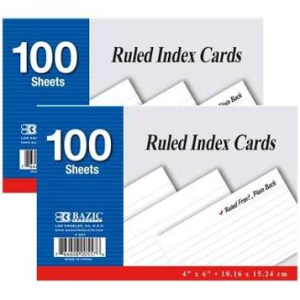 BAZIC 100 SHEETS INDEX CARDS