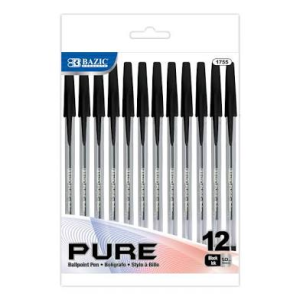 BAZIC PENS BLACK 1/12CT