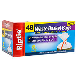 RIPTIE TRASH BAG WASTE BASKET 8GAL 48CT #55908
