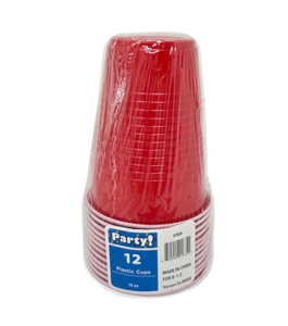 PARTY PLASTIC CUPS 24/12/16 oz (RED)