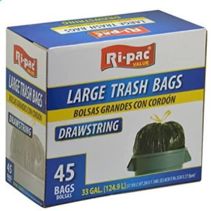 RI-PAC TRASH BAG W/ DRAWSTRING 4/33GAL/45CT