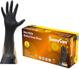 SUNNYCARE NITRILE BLACK GLOVES LARGE 10/100CT 8903