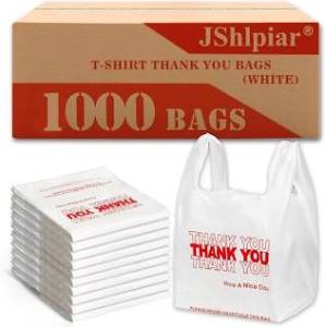 YAHALA 12X7X22 T SHIRT BAG THANK YOU 1000ct WHITE 13MIC 10054