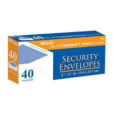 SECURITY ENVELOPES 40CNT WHITE GUMMED